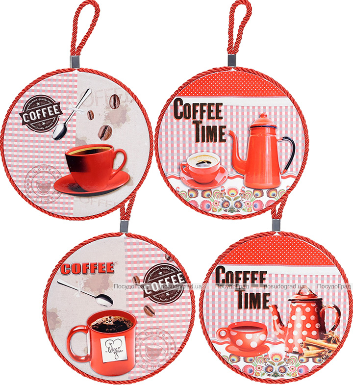 Підставка під гаряче "Coffee Time" Ø16см з текстильним шнуром