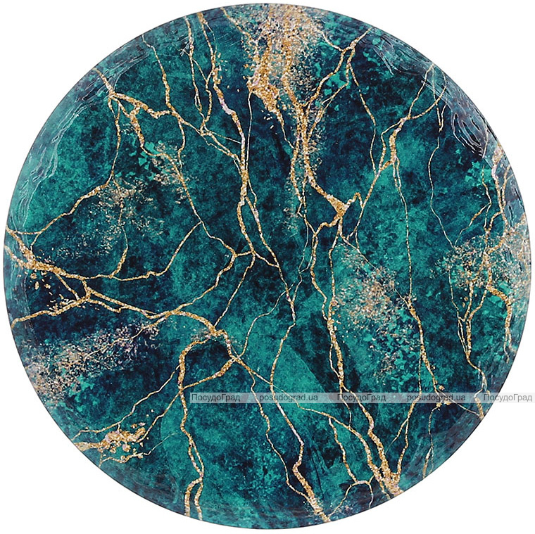 Підставка під гаряче керамічна "Golden Green Marble" Ø16см на пробковій основі