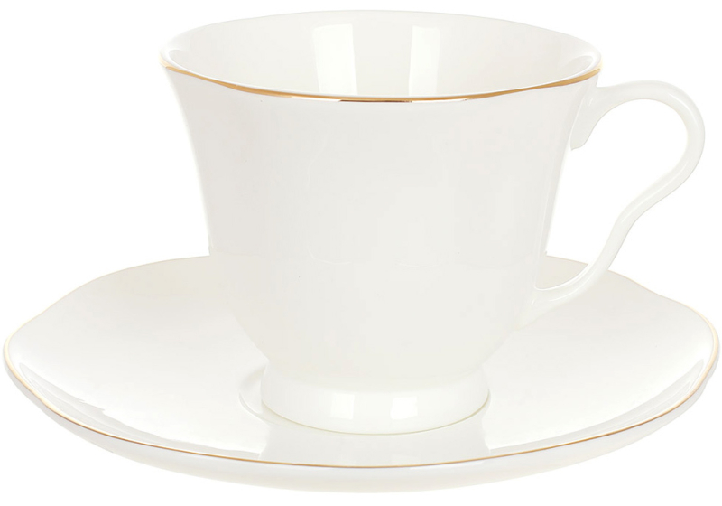 Чайно-кофейный фарфоровый сервиз "Elegance Gold" 6 чашек 200мл с блюдцами