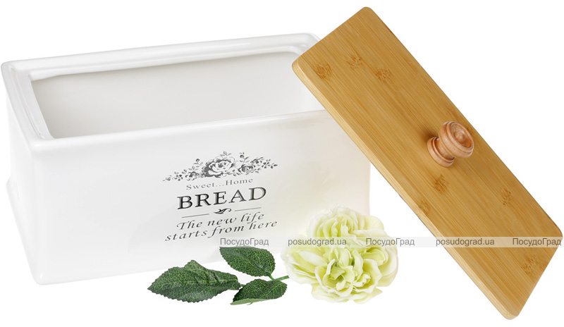 Хлебница керамическая Sweet Home BREAD 32х18.5х18.5см с деревянной крышкой