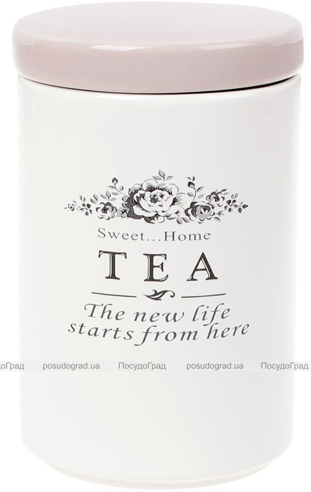 Банка керамическая Sweet Home TEA 750мл для хранения чая, розовая крышка