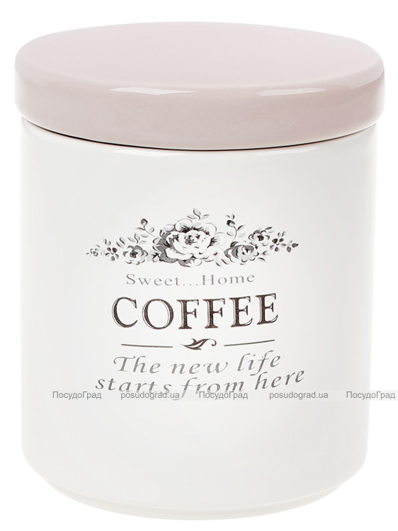 Банка керамическая Sweet Home COFFEE 750мл для хранения кофе, розовая крышка