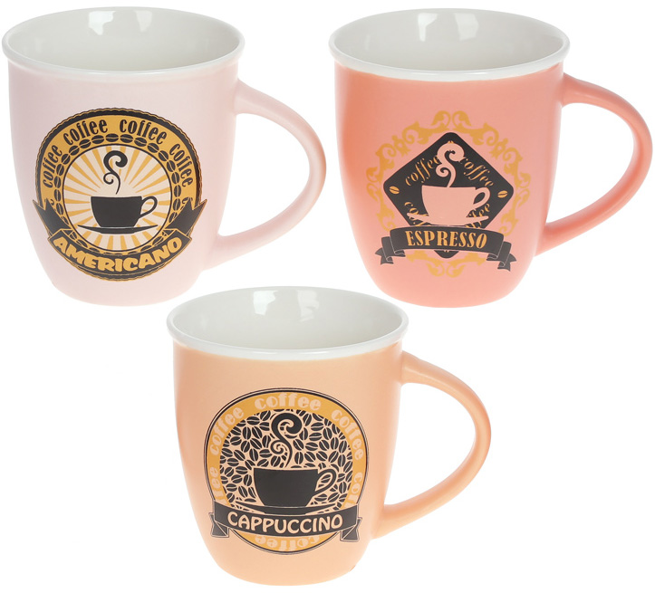 Кружка порцелянова "Always Good" 380мл, "Americano", "Cappuccino" і "Espresso"