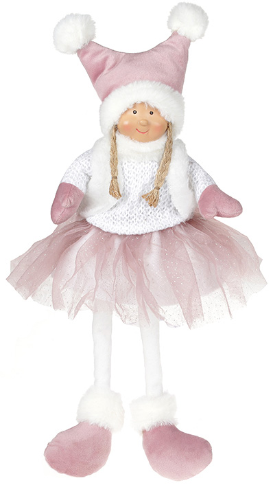 М'яка іграшка «Дівчатко в спідничці» Pink 20х12х43см, сидяча