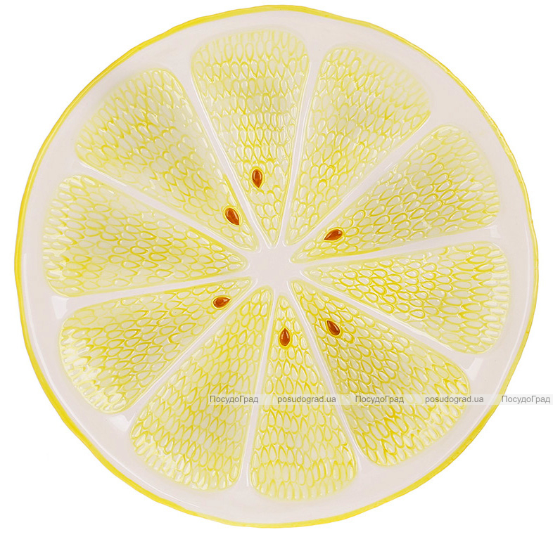 Керамічне плоске блюдо Fruits "Lemon" 31см, лимон