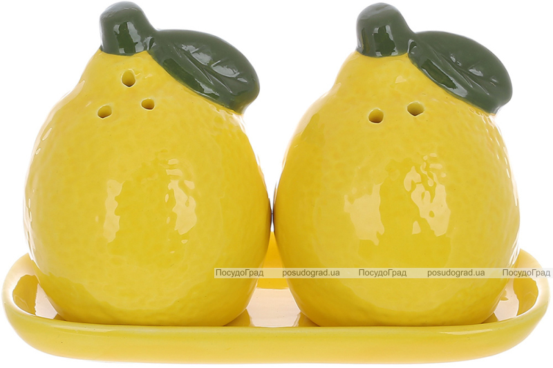 Набір спецівників Fruits "Lemon" сільничка/перечниця на керамічній підставці