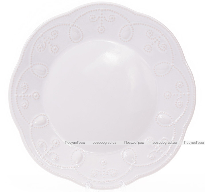Набір 6 десертних тарілок Leeds Ceramics Ø23см, кам'яна кераміка (білі)