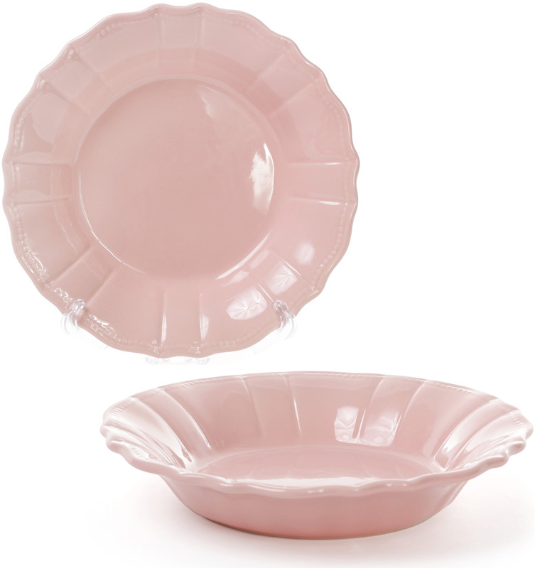 Набор 6 глубоких тарелок Leeds Ceramics SUN Ø23см, каменная керамика (розовые)