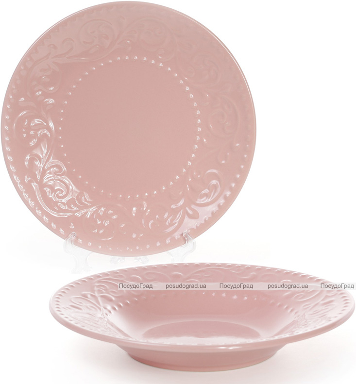 Набор 6 суповых тарелок Leeds Ceramics Ø23см, каменная керамика (розовые)