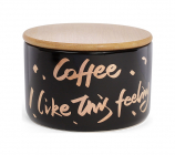 Банка фарфоровая "Coffee" 700мл с бамбуковой крышкой, черная