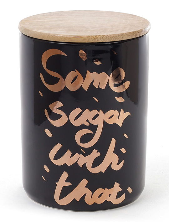 Банка фарфорова "Some sugar" 1225мл з бамбуковою кришкою, чорна