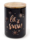 Банка фарфоровая "Let it snow" 725мл с бамбуковой крышкой, черная