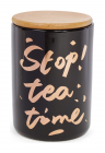 Банка фарфоровая "Tea time" 700мл с бамбуковой крышкой, черная