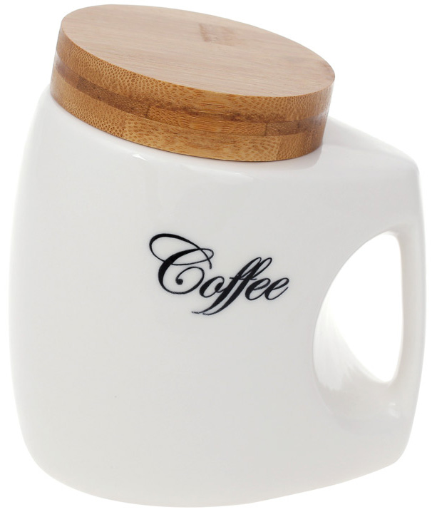 Банка порцелянова Nouvelle Home "Coffee" 1л з бамбуковою кришкою