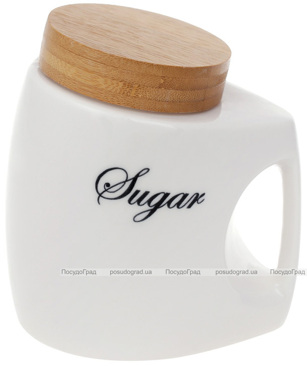 Банка фарфоровая Nouvelle Home "Sugar" 1л с бамбуковой крышкой