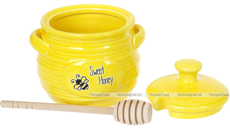 Медовниця «Sweet Honey» 450мл керамічна з дерев'яною ложкою-булавою