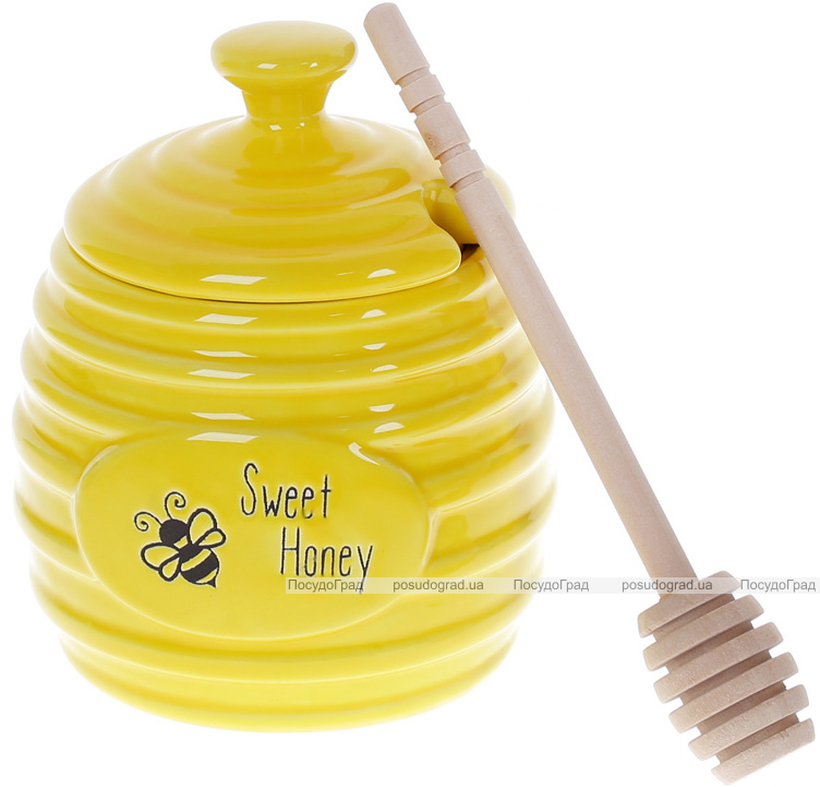 Медовниця «Sweet Honey» Бджілка 450мл кераміка з дерев'яною ложкою-булавою