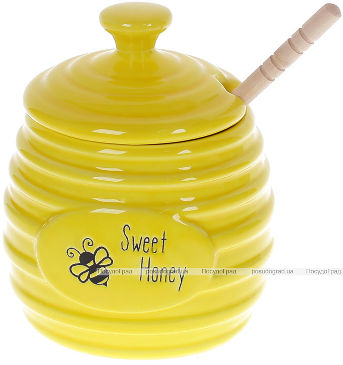 Медовниця «Sweet Honey» Бджілка 450мл кераміка з дерев'яною ложкою-булавою