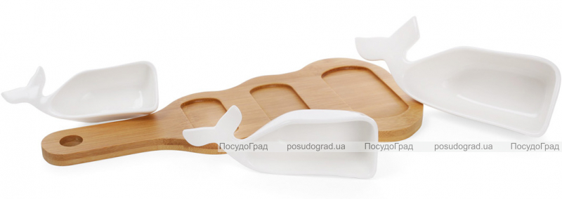 Набір 3 соусники Ceram-Bamboo 50/75/150мл на дерев'яній дошці 32х15см