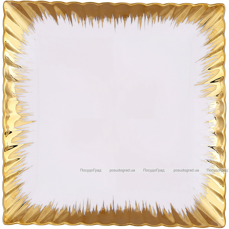 Тарелки фарфоровые Gold Luxury 31х31см, набор 2 квадратные тарелки