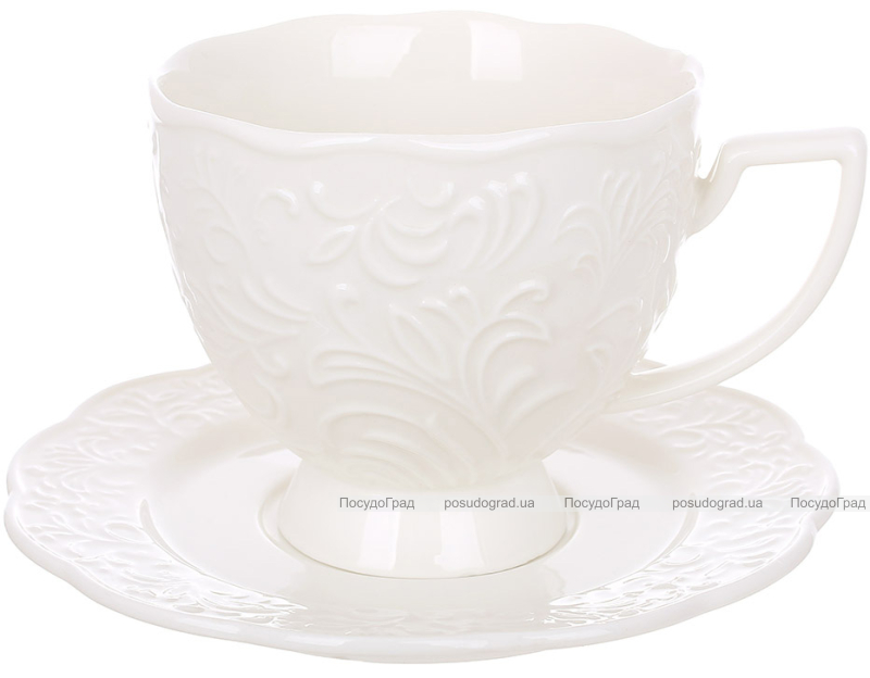 Чашка чайная фарфоровая "White City Lily" 250мл с блюдцем