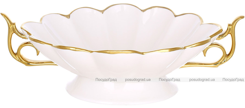 Фруктівниця порцелянова "Gold Luxury" 37х24.5х12см з ручками та золотим декором