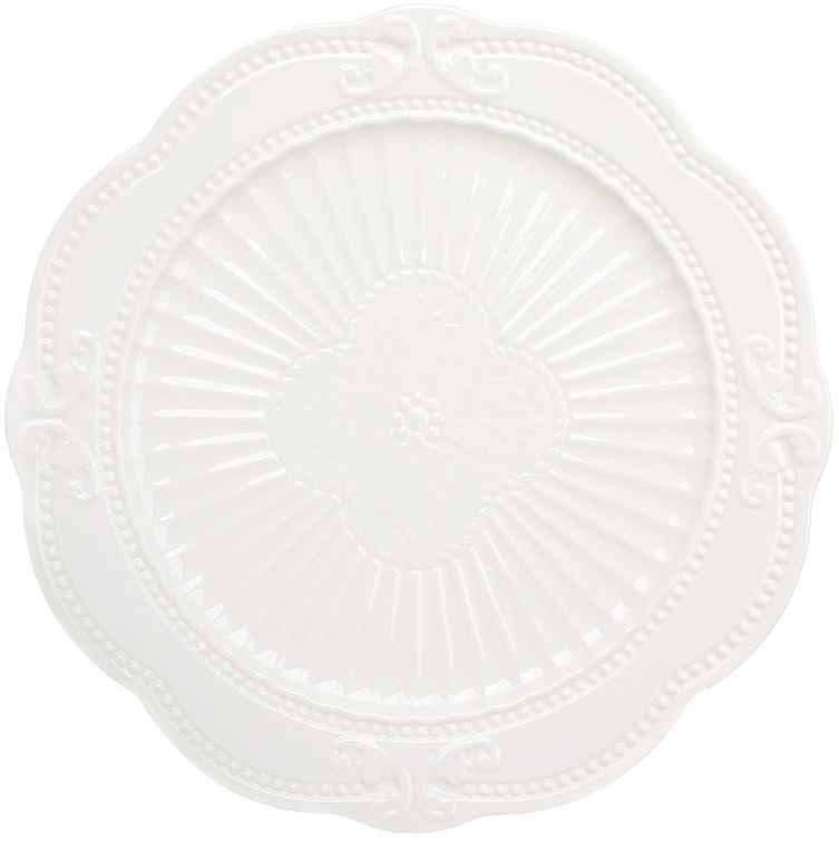 Набор 2 фарфоровых подставных (обеденных) тарелок "Elegance White" Ø30.5см с объемным орнаментом