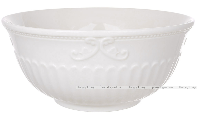 Набор 2 фарфоровых салатника "Elegance White" 1500мл с объемным орнаментом