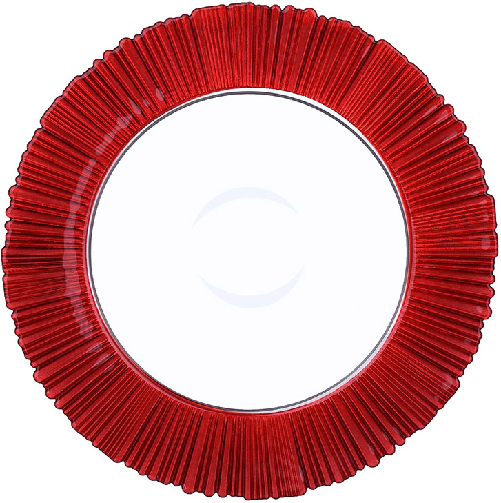 Набор 6 стеклянных тарелок "Fleur Red" Ø33см, красный
