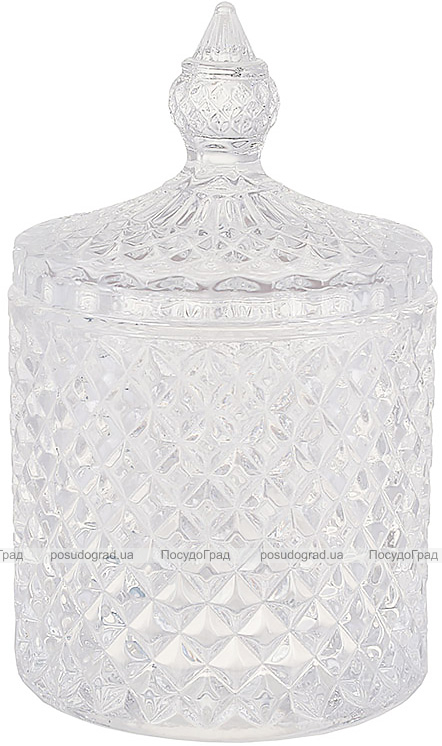 Цукорниця скляна "Crystal Glass" 300мл зі скляною кришкою, прозора