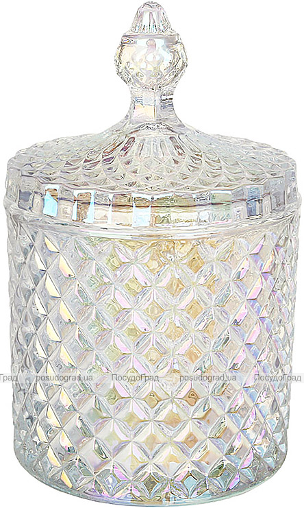 Банка стеклянная "Crystal Glass" 550мл со стеклянной крышкой для хранения продуктов, прозрачный перламутр