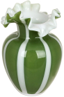 Ваза стеклянная "Lime Fiore" Ø14х22см, зеленый с белым (ручная работа)