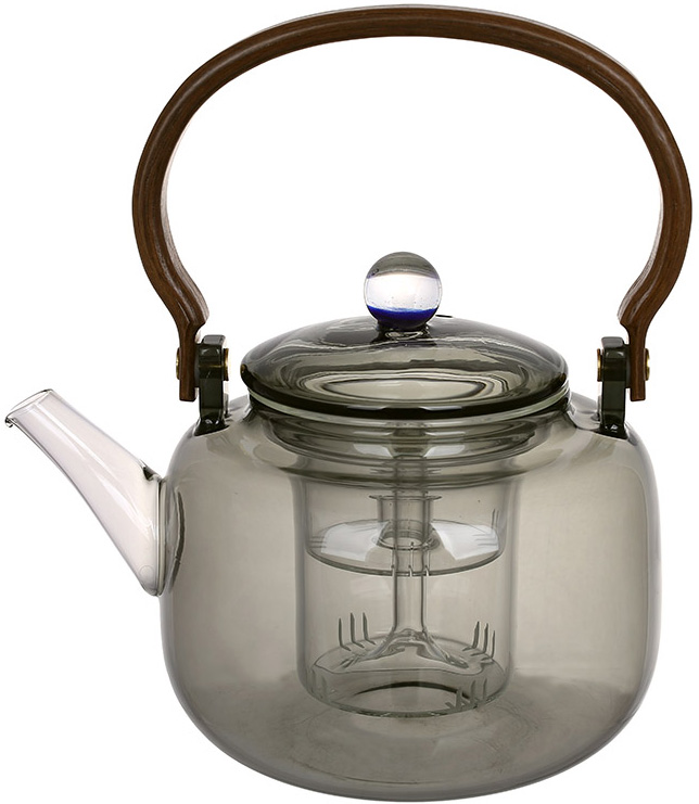 Чайник заварювальний скляний "Smokey Grey" 1200мл зі скляною кришкою