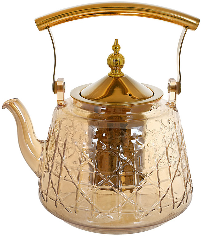 Чайник скляний заварювальний "Amber" 1200мл з металевим фільтром (B488)