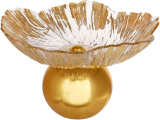 Фруктовница (конфетница) стеклянная "Gold Flower" Ø25.5х16.5см