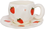 Чайная керамическая чашка "Strawberry" 350мл с блюдцем
