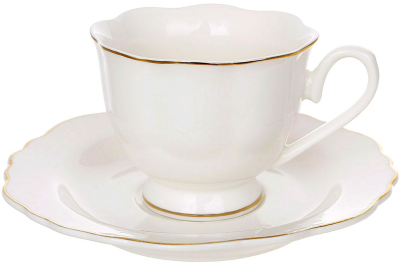 Кофейный фарфоровый сервиз "White Elegance" 6 чашек 100мл с блюдцами