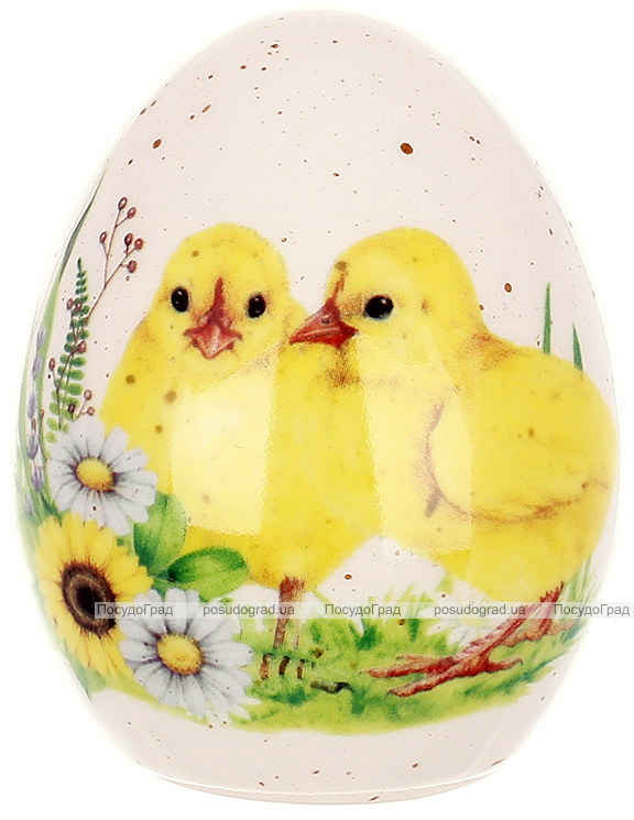 Пасхальное керамическое яйцо "Happy Easter" Цыплята Ø7.5х10см, декоративное яйцо