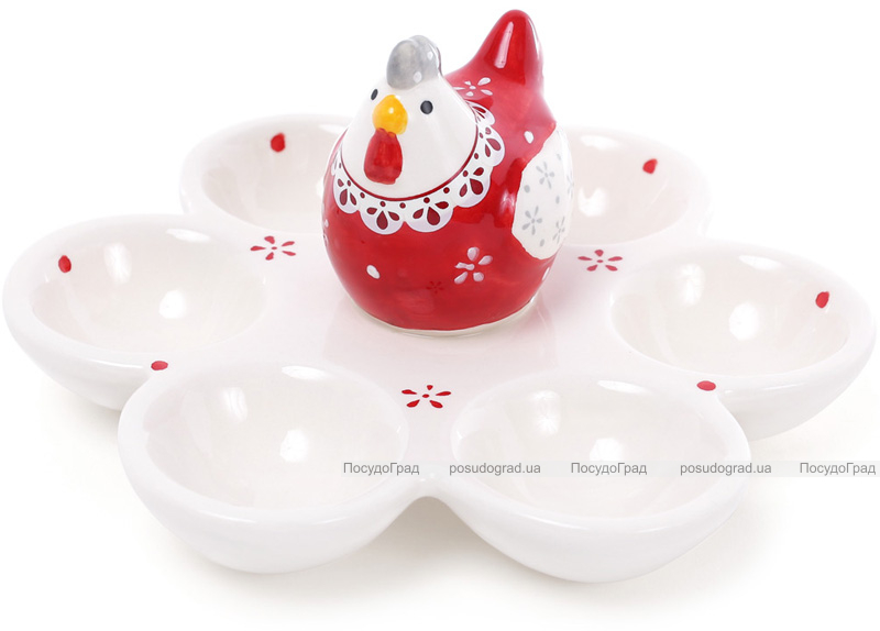 Блюдо-підставка для яєць "Курочка з мереживом", 6 секцій