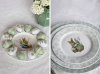 Набор 6 тарелок фарфоровых "Floral Green. Пасхальный Кролик" Ø19см