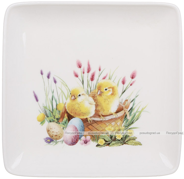 Набір 6 квадратних тарілок "Easter Melody" 15х15см (Курчата), фарфор