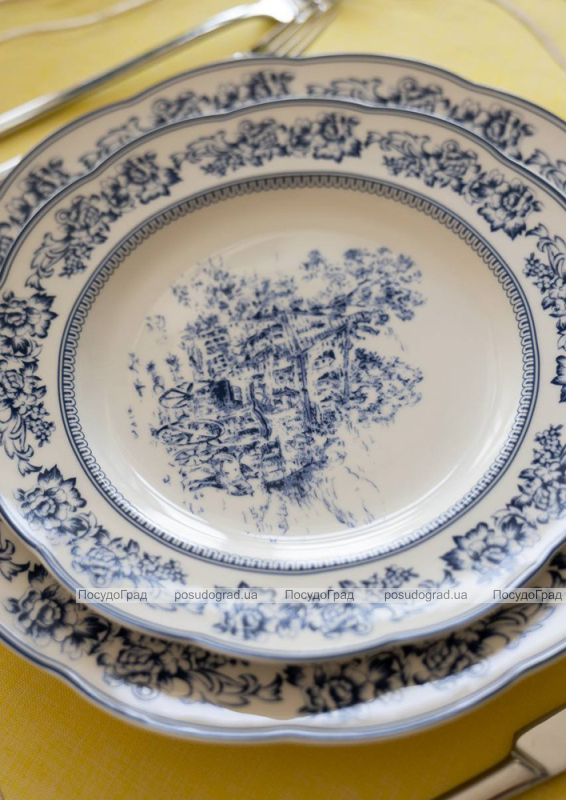 Набор 2 фарфоровых овальных блюда "Heritage Toile" 35.5х20.5см, голубой