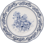 Набор 6 фарфоровых тарелок "Heritage Toile Blue" Ø27см, голубой орнамент