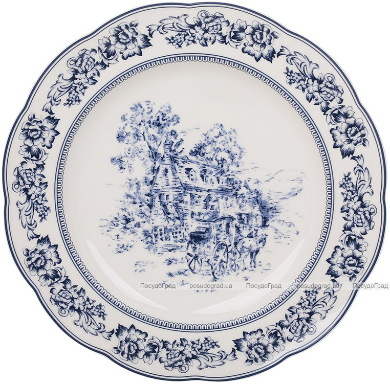 Набор 6 фарфоровых тарелок "Heritage Toile Blue" Ø27см, голубой орнамент
