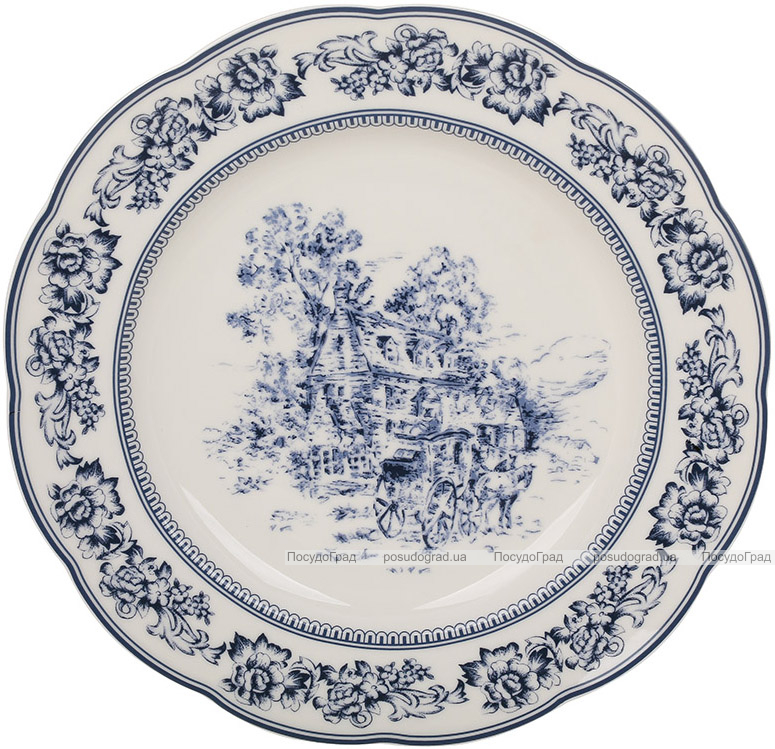 Набор 6 фарфоровых тарелок "Heritage Toile Blue" Ø22см, голубой орнамент