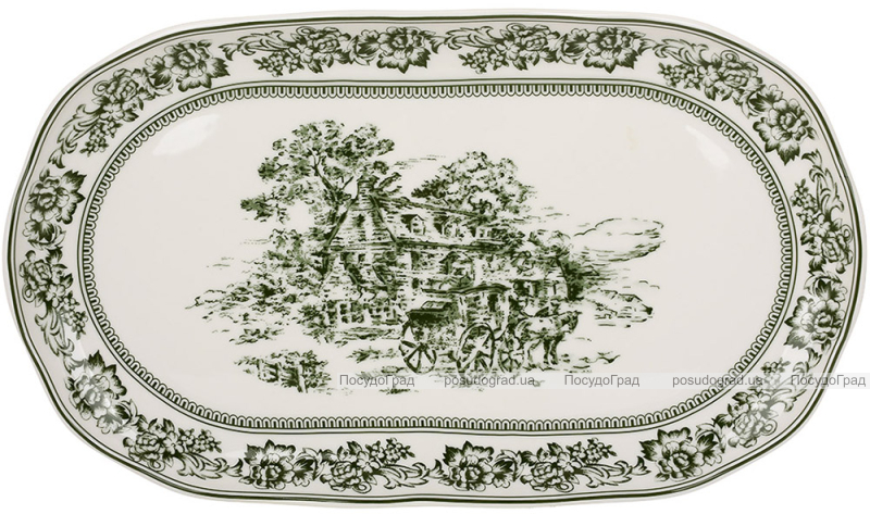 Набор 2 фарфоровых овальных блюда "Heritage Toile" 35.5х20.5см, зеленый