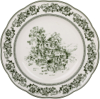 Набор 6 фарфоровых тарелок "Heritage Toile Green" Ø27см, зеленый орнамент
