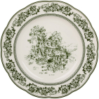 Набор 6 фарфоровых тарелок "Heritage Toile Green" Ø22см, зеленый орнамент