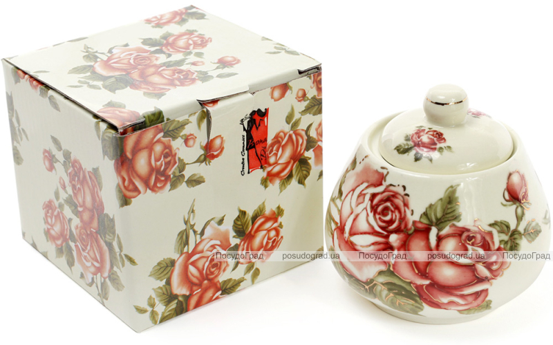 Сахарница Cream Rose "Корейская Роза" 300мл, фарфоровая