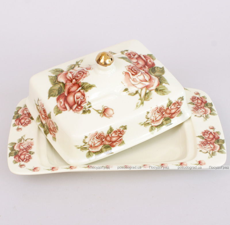 Масленка "Cream Rose" 20см, фарфоровая